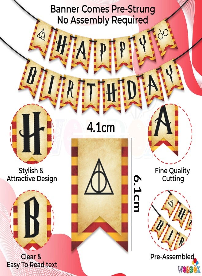 WOBBOX Orange & Red Colour Happy Birthday Bunting Banner/Harry Potter Theme Birthday Party/Happy Birthday Banner, Medium (WOBOX1882) - Image 2